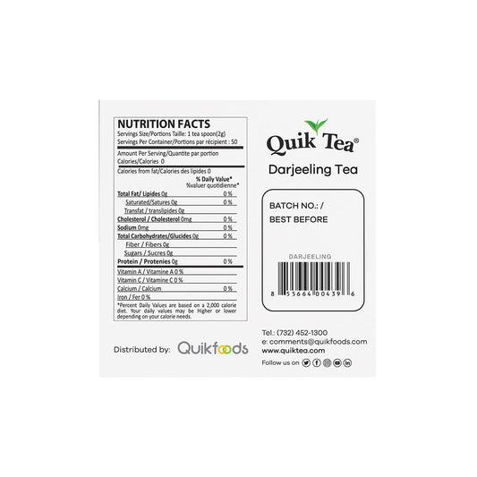 QuikTea Organic Darjeeling Long Leaf Tea, 3.52 oz | From the Himalayan Hills, All-Natural, Certified Organic, Preservative-Free, Non-GMO, Gluten Free