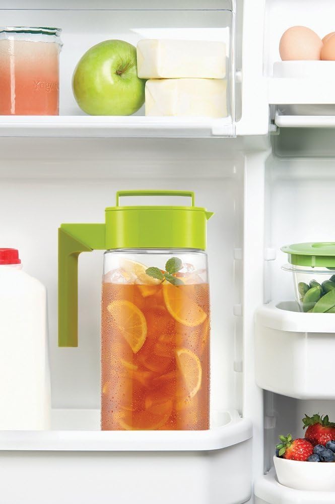 Takeya Flash Chill Iced Tea Maker - Versatile Tea Brewer for Loose/Bagged Tea - Patented Flash Chill Tech Hot/Cold Use BPA-Free Tritan Dishwasher Safe - Airtight Lid Made in USA - 2 Quart/Avocado