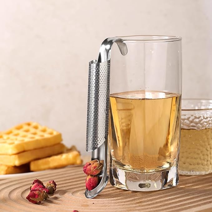 New Gadgets 2024 Stainless Steel Tea DiffusersInfuser With Hanging Hook Tea Strainers For Loose Tea Infuser Coffee Tea Strainer (4 Pcs)