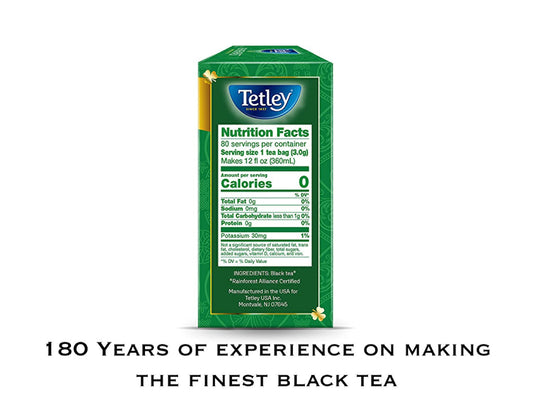 Tetley, Irish Breakfast Black Tea, 80 Count, Hot or Iced, Strong, Malty & Full-Bodied