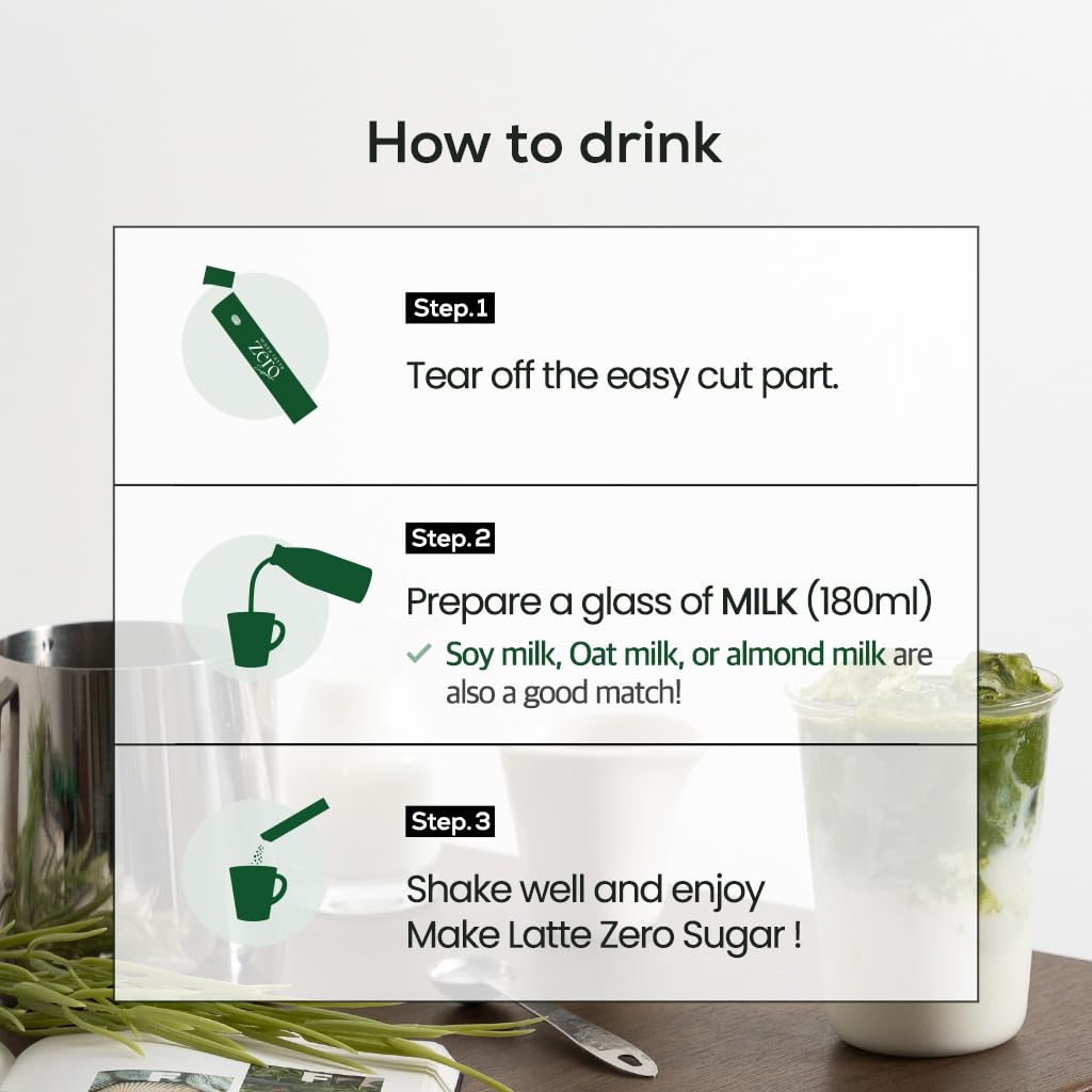 KIM'S TABLE Kim’s Table Matcha Powder for Latte Zero Sugar Easy 10 Sticks Ceremonial Grade Jeju Korean Matcha for Latte Green