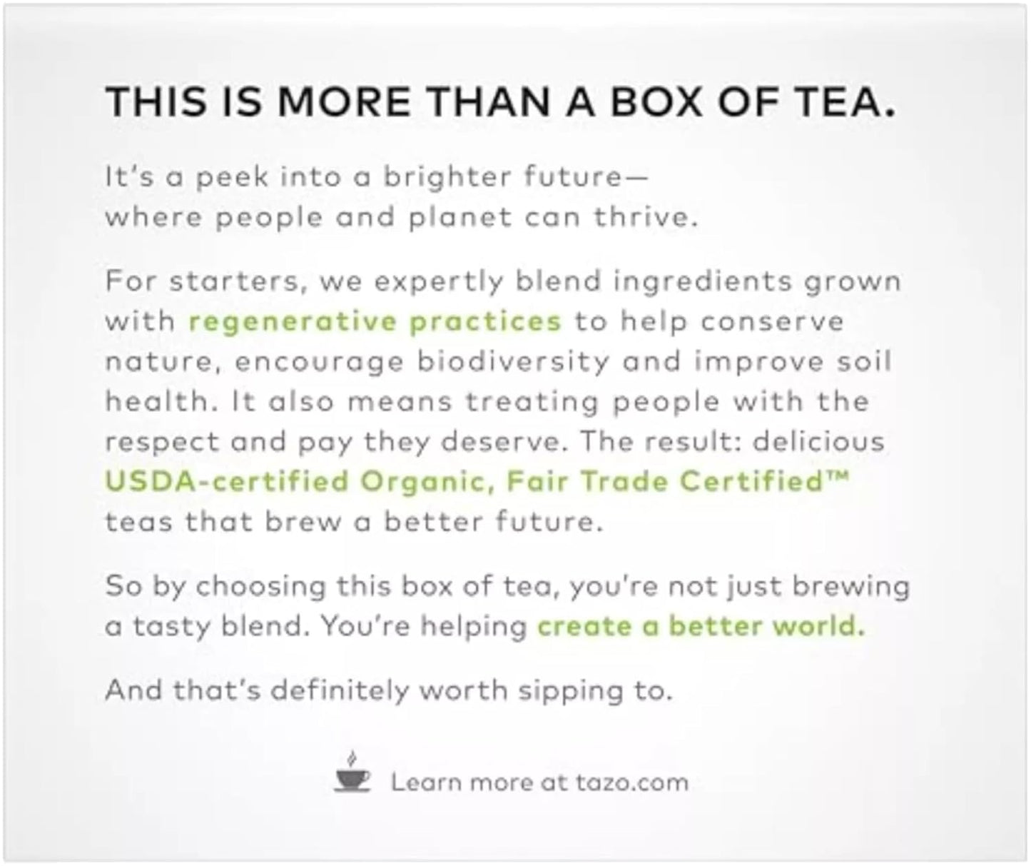 TAZO Tea Bags, Green Tea, Regenerative Organic Zen Tea, 36 Count