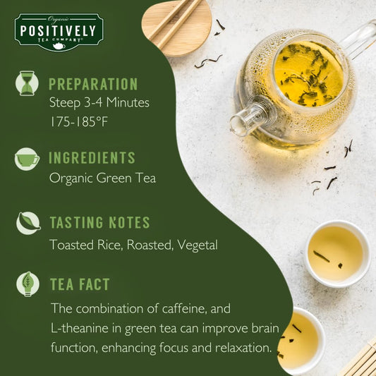 Positively Tea, Organic Green Tea, 100 Ct Tea Bag Value Pack