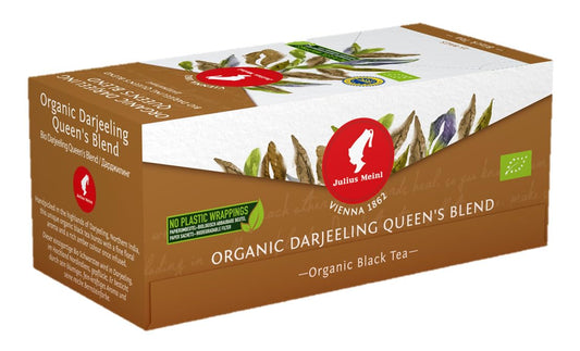 Julius Meinl Organic Darjeeling Queen's Blend Black Tea 25ct - Plastic Free Packaging & Biodegradable Filter