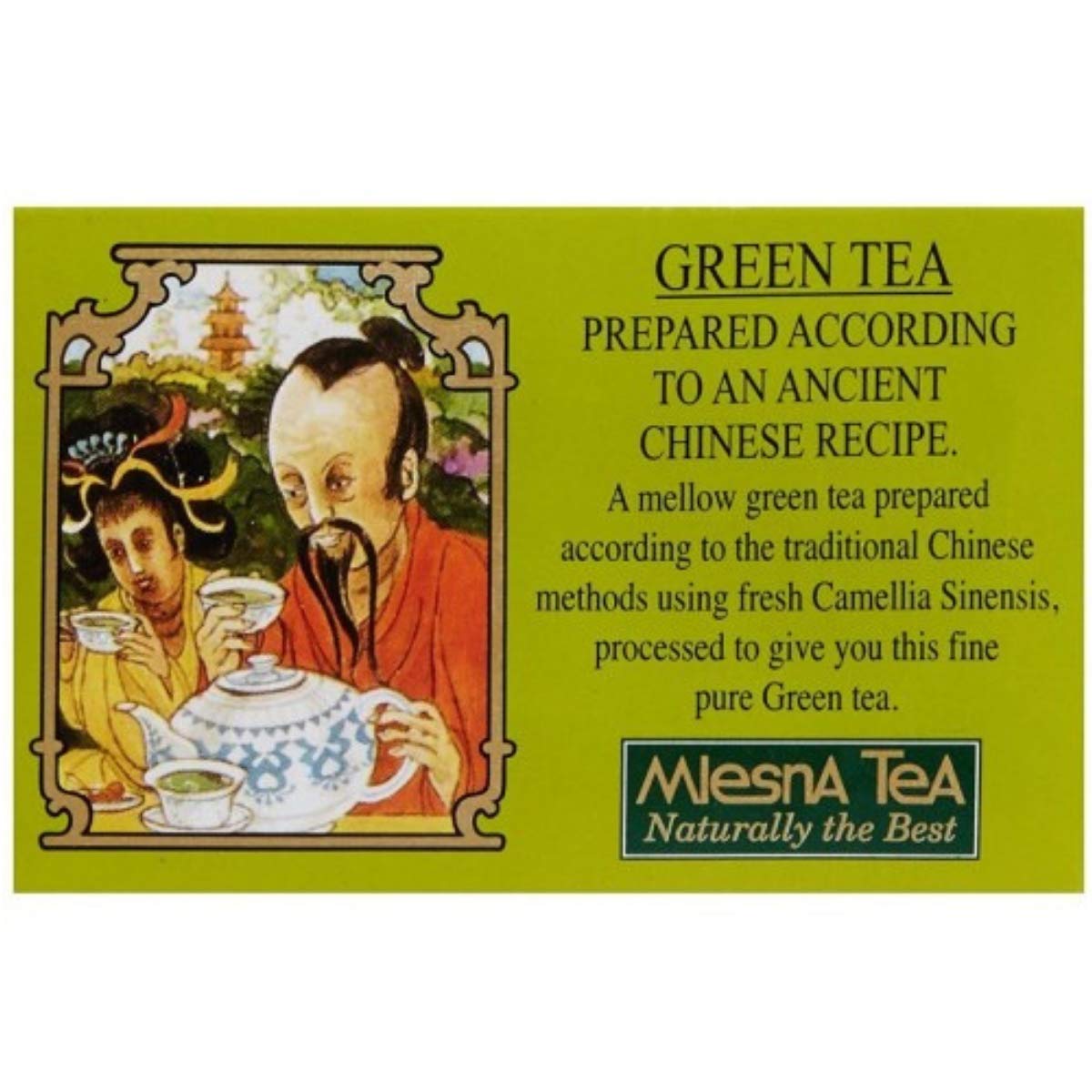 Mlesna Chinese Green Tea 50 Tea Bags - Pure Ceylon Sri Lanka Chinese Green Tea Box