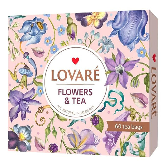 LOVARE Tea Bags Variety Pack - Made in Ukraine - Black and Green, Floral Berry, Mixed Blend Assorted Collection - Tea Sampler - Gift Sets for Tea Lovers (60 Bags - 12 Tastes)