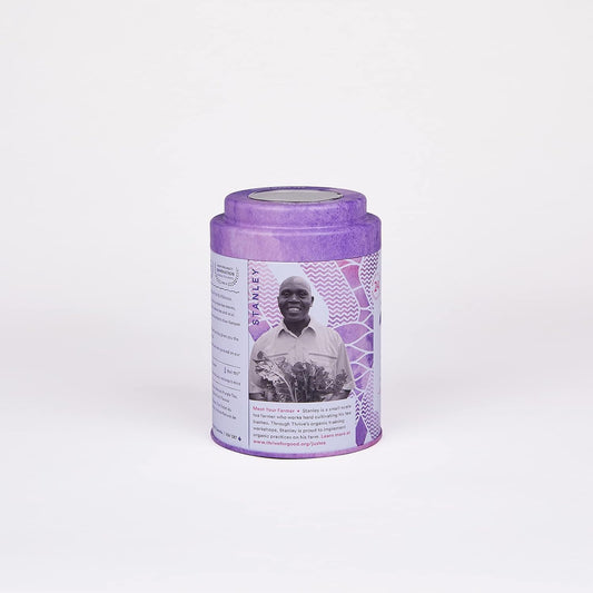 JusTea PURPLE RAIN Plastic-Free Pyramid Purple Tea Bags, 12+ Cups Tin