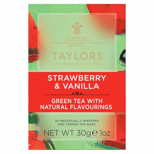 Taylors of Harrogate Strawberry & Vanilla Green Tea, 20 Count (Pack of 2)