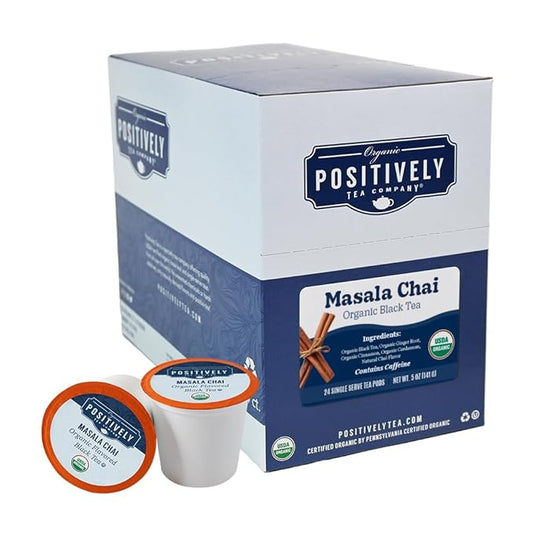Organic Positively Tea Company, Masala Chai Black Tea, K-Cup Compatible, 24 Pods