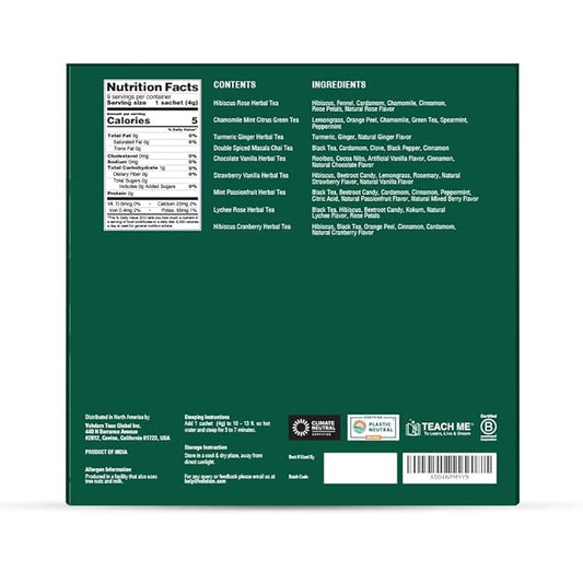 VAHDAM Top 9 Exotic Loose Leaf Herbal Tea Sampler (18+ cups) | No Caffeine | Floral & Fruity Blends with Delicious Taste | Hot & Iced | Perfect for Gifting & Regular Consumption