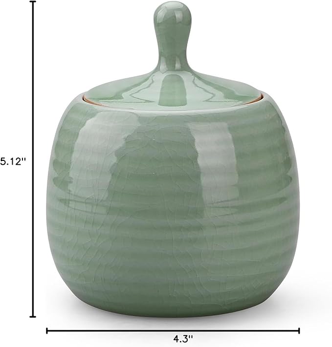 Kitchen Canisters Vintage Ceramic Food Storage Jar with Airtight Lid for Tea, Coffee, Herb, Sugar, Spice, Nuts (Green(ICE))