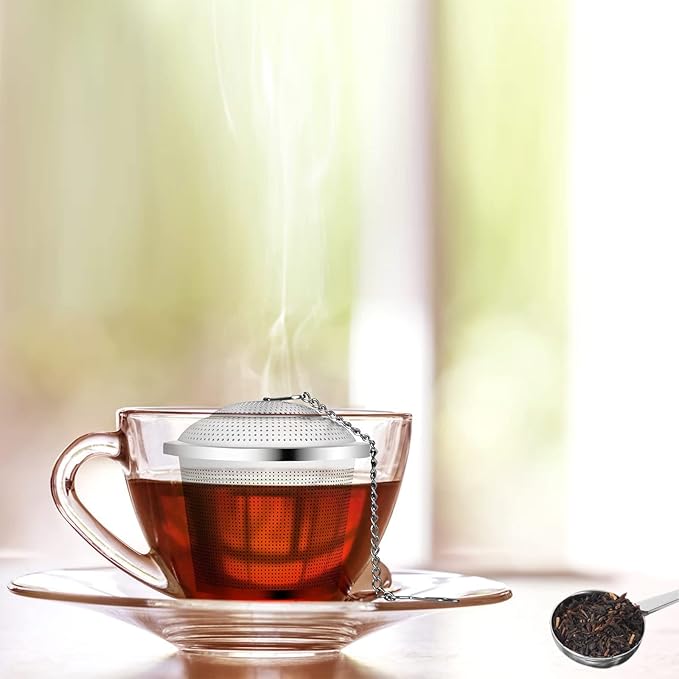 Numola Loose Leaf Tea Infuser Set, Reusable Stainless Steel Tea Balls, Fine Mesh Tea Strainers for Loose Tea with Scoop and Drip Trays