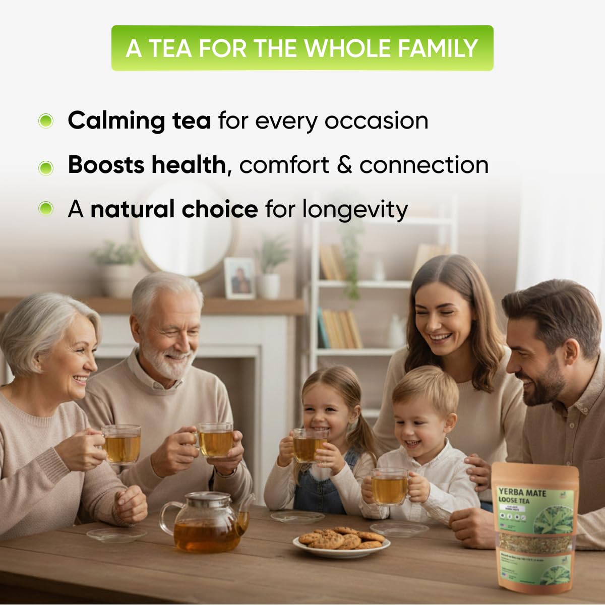 Yerba Mate Tea - Green Cut & Sifted - Unsmoked Energy Boost - 1 lb Loose Tea - Packed with Nutrients - Your Perfect Coffee Replacement