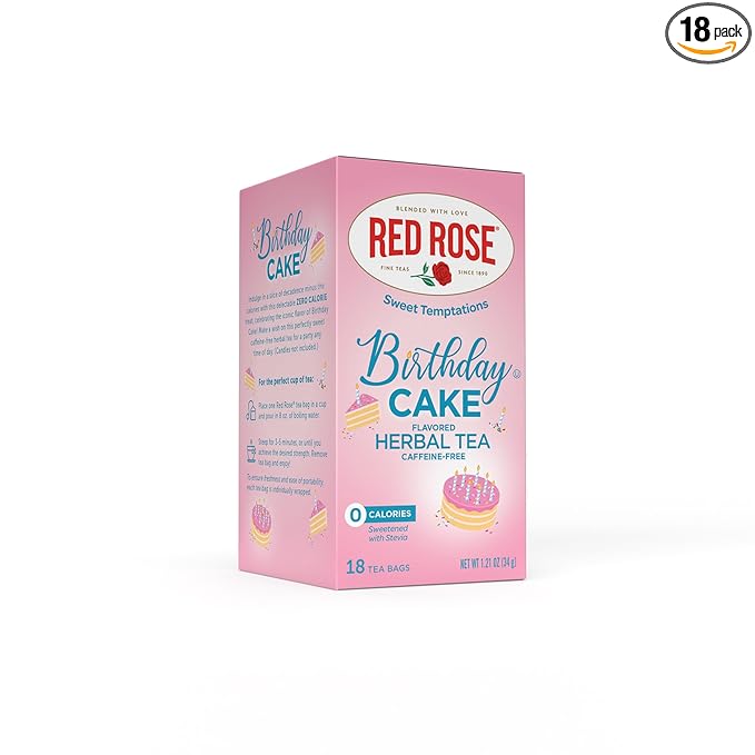 Red Rose Sweet Temptations Dessert Tea Birthday Cake, Zero Carbs, Zero Sugar Bursting with Flavor Ca