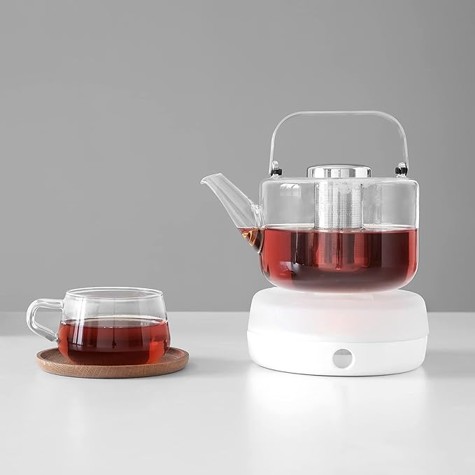 Viva Bjorn Borosilicate Glass Tea Pot for Stovetop with Loose Leaf Tea Infuser Mesh - 40 ounce/1.18 Liter