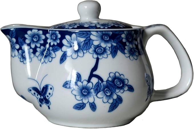 Small Porcelain Teapot, 9oz Tea Pot with Stainless Steel Infuser Classical Chinese Penoy Flower (Lov