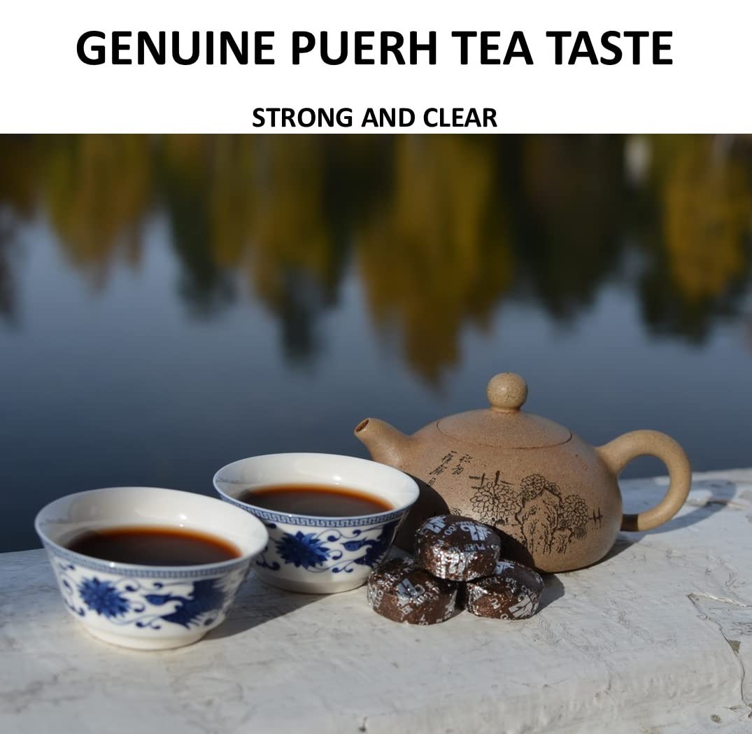 Jinglong Tea Factory - Puerh Tea Mini Tea Cakes (100 Pcs) Ripe Mini Tuocha (20 Ounce)
