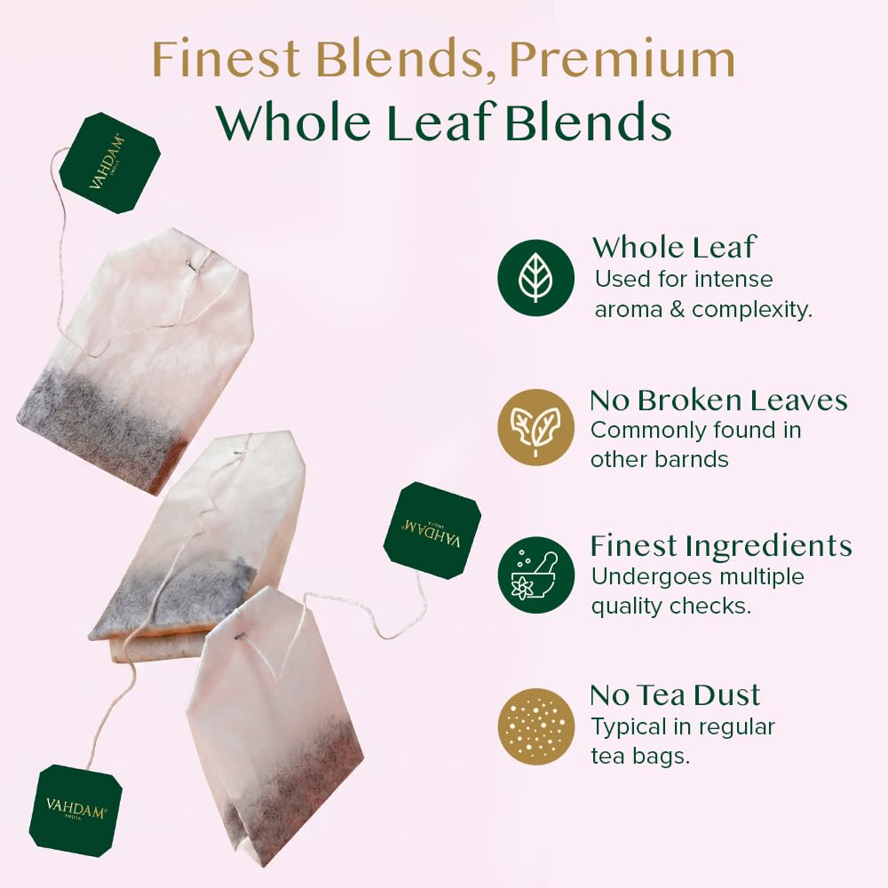 VAHDAM, Assorted Herbal Tea Sampler (18 Tea Bags, 9 Flavors) Caffeine-Free, Non-GMO | Double Infusion, Individually Enveloped Tea Bags | Herbal Tea Assortment | Mother’s Day Tea Gift for Mom