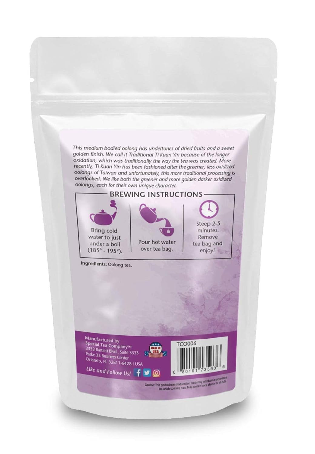 Traditional Ti Kuan Yin Oolong Tea Pyramid 15 Sachets
