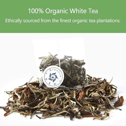RIANTEA Organic White Tea Leaves Jasmine White Peony 100% Natural Whole Leaf Tea Bag Naturally Premium Organic Full-Leaf White Tea Bag Suitable for Gifts Office Reception (20 Counts)