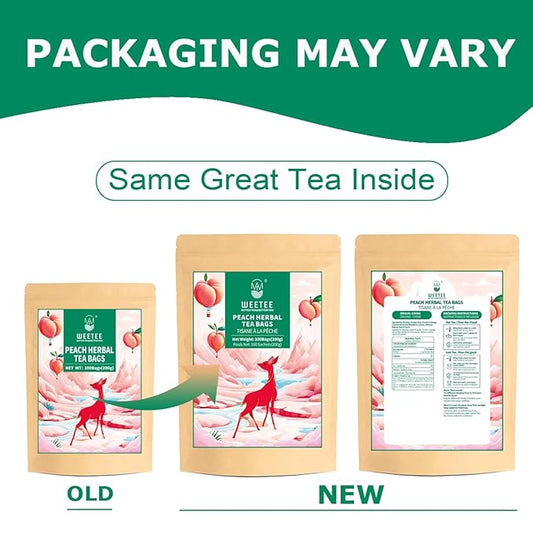 WT Weetee Peach Herbal Tea Bags, Caffeine Free Tea Made with Rose Hip, Orange Peel, Hawthorn, Chamomile, Hibiscus & More