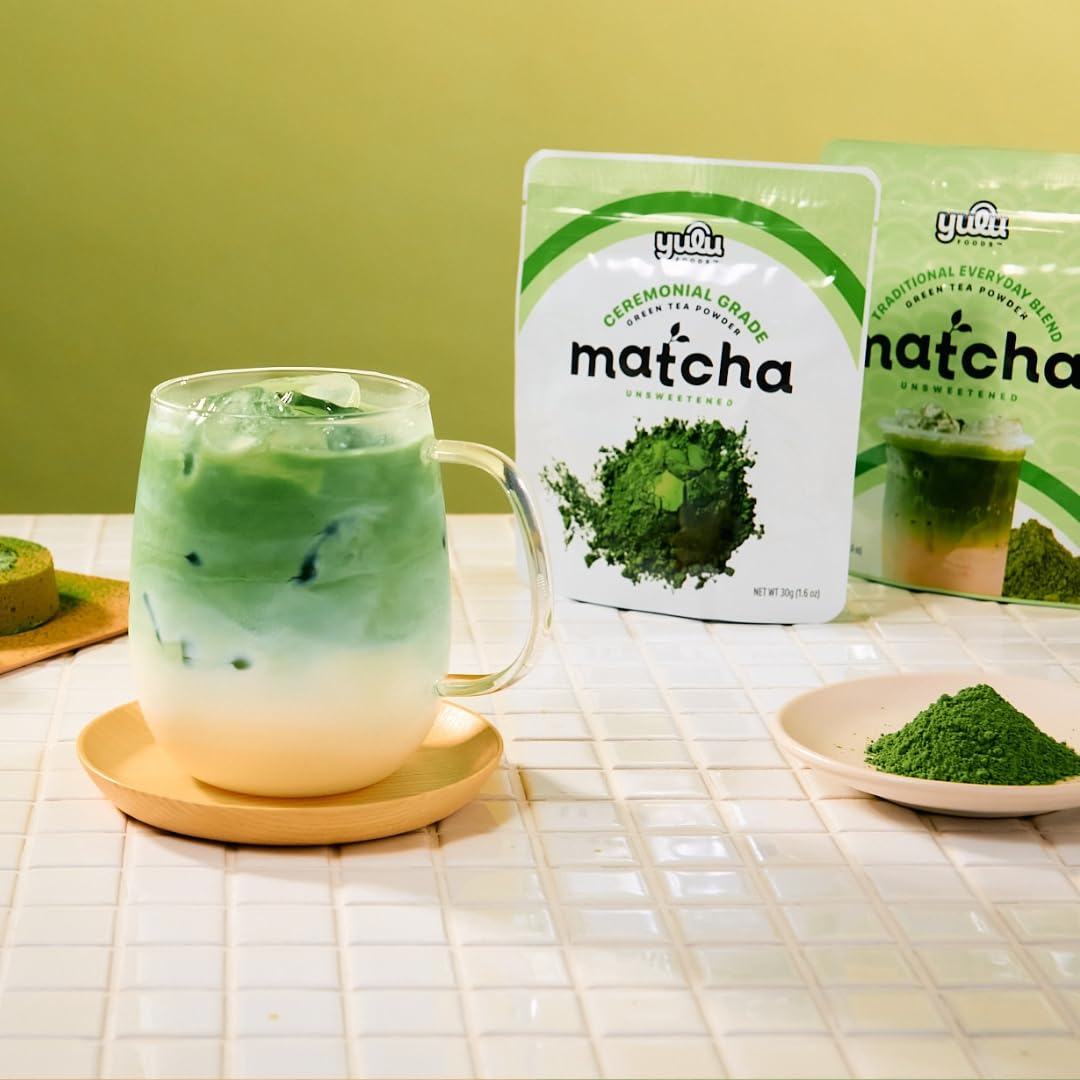 YULU FOODS Everyday Blend Matcha Powder (1.06 oz / 30 g) | Shade-Grown Japanese Green Tea Powder for Hot or Iced Lattes | Smooth Texture | Low Caffeine | Café-Quality