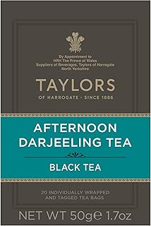 Taylors of Harrogate Afternoon Darjeeling, Black Tea, Individually Wrapped Bags 20 Count (Pack of 1), Delicate, Sweet & Floral, Caffeinated, Enjoy Hot or Iced, 20 Teabags