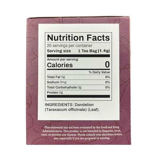 Organic Positively Botanicals Company, Dandelion Leaf Herbal Tea Bags, 20 Count