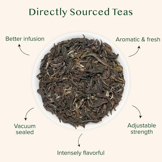 VAHDAM, First Flush Darjeeling Tea - 170+ Cups (340g/12oz) Loose Leaf Black Tea - Flowery, Aromatic & Delicious | Mellow & Fragrant | Vacuum Sealed Pack