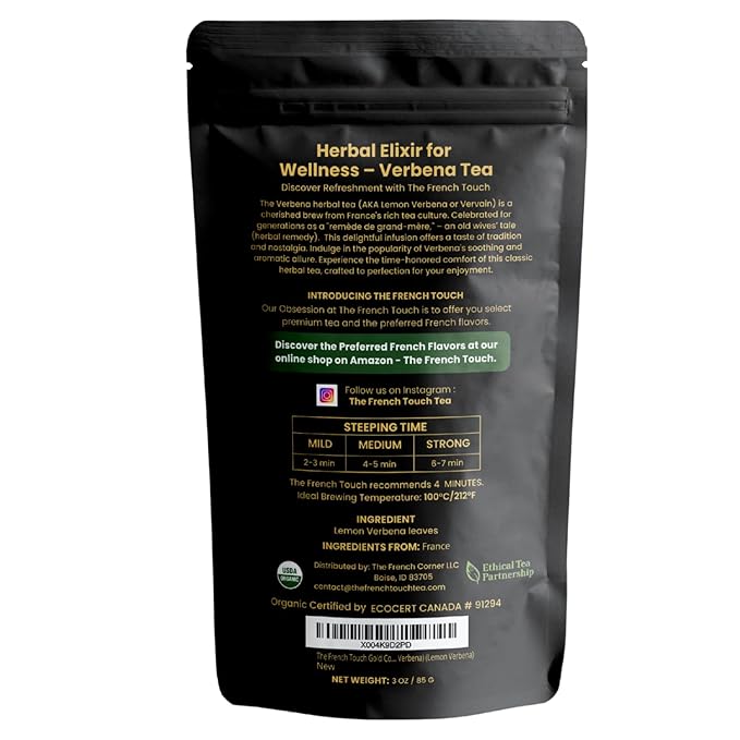 The French Touch Gold Collection - French Lemon Verbena Tea Organic, Loose Leaf Tea, Product from France, 100% Certified USDA Organic