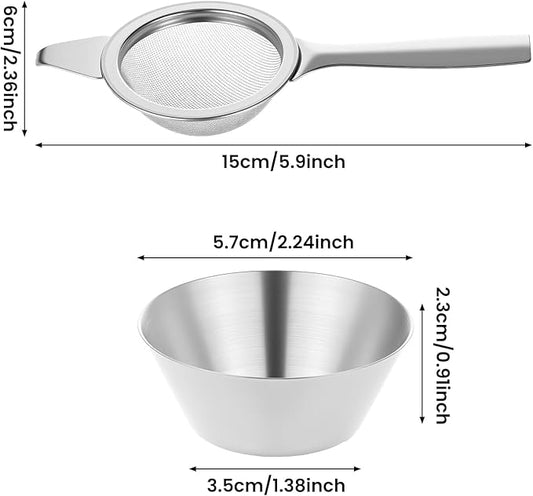 2.2" Matcha Strainer Fine Mesh Small Metal Sifter Tea Strainers Small Sifter for Matcha Filter with Handle Mini Sieve Stainless Steel for Loose Tea Coffee Cocktail, Silver