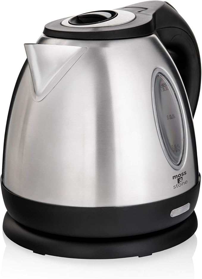 Moss & Stone 1.2L Stainless Steel Small Electric Kettle, Cordless 1500w Fast Boiling Pot, Portable H