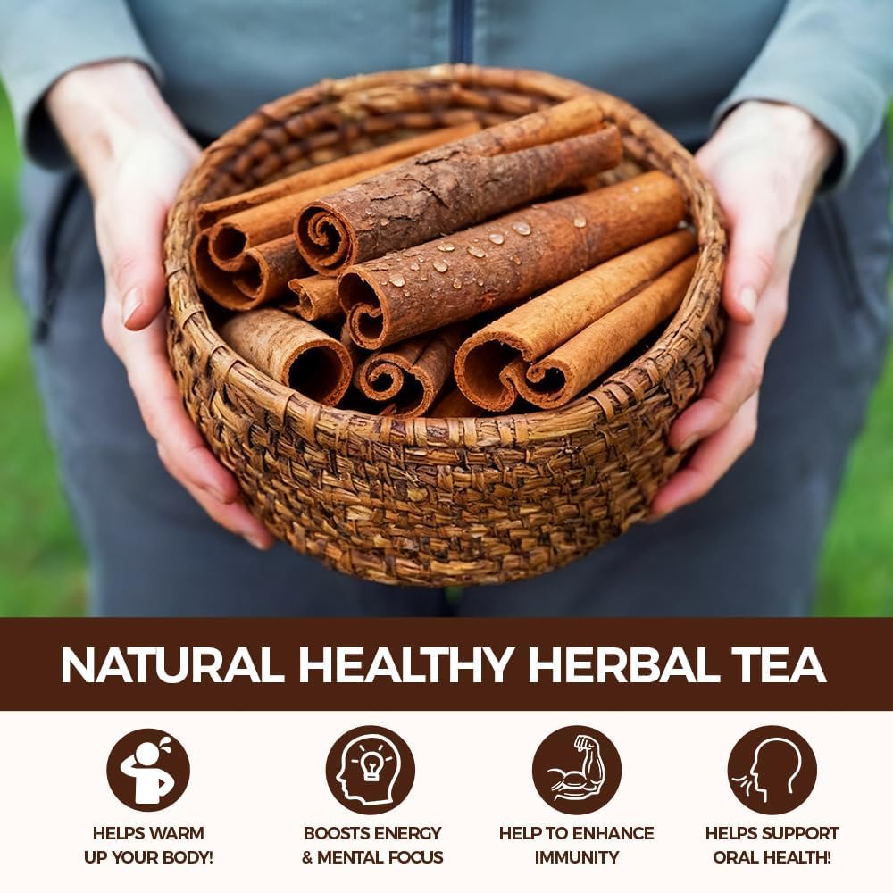 WOTIHA Premium Ceylon Cinnamon Tea Bags (75 Count) - 100% Pure Cinnamon Sticks for Blood Sugar Support & Relaxation - Caffeine-Free, Sugar-Free, Vegan, No Additives