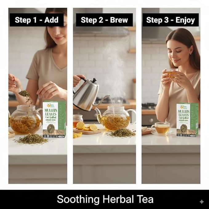 Herbs Botanica Mullein Leaf Tea Loose Leaves Mullein Herb Mullen Respiratory Health, Skin Health, Supports Digestive Health Soothing Sore Throats 4 oz