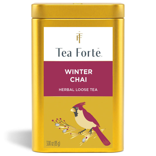 Tea Forte Winter Chai Premium Loose Leaf Caffeine-Free Herbal Tea Blend Canister, Makes 35-50 Cups