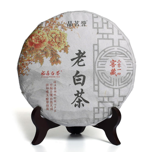 GOARTEA White Tea Cake - 350g / 12.35oz 2014 Year Fuding Shou Mei - Remote Mountain Wild Aged - Chinese Shoumei White Tea Loose Leaf - Low Caffeine