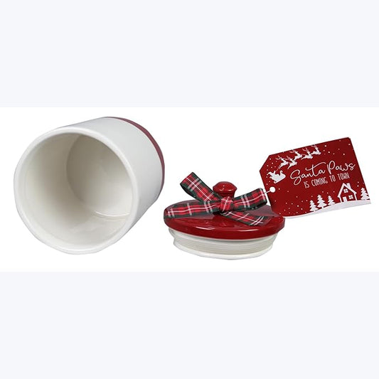 Young's Inc Ceramic Christmas Pet Treat Jar with Lid, Dog and Cat Treat Container for Countertop, Small Animals, Cat, Dog Cookie Jar, Decorative Gifts for Pet Owners, 6 Inch Tall