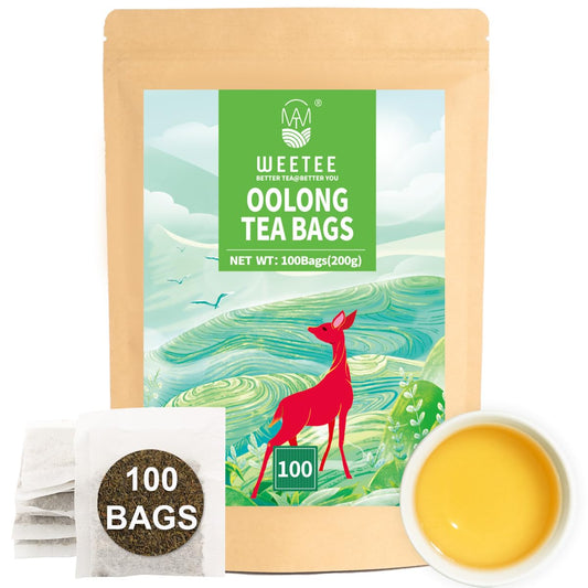 WT WEETEE Oolong Tea Bags 100 Count, Floral & Slightly Fruity Chinese Oolong Tea, Super Antioxidant | Resealable Kraft Bag | Brew Hot or Iced