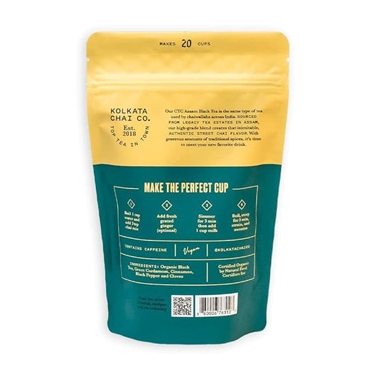Kolkata Chai Signature Masala Chai & Rose Chai Combo Pack, Makes 40 cups, Premium loose leaf tea and spice blend, All Natural