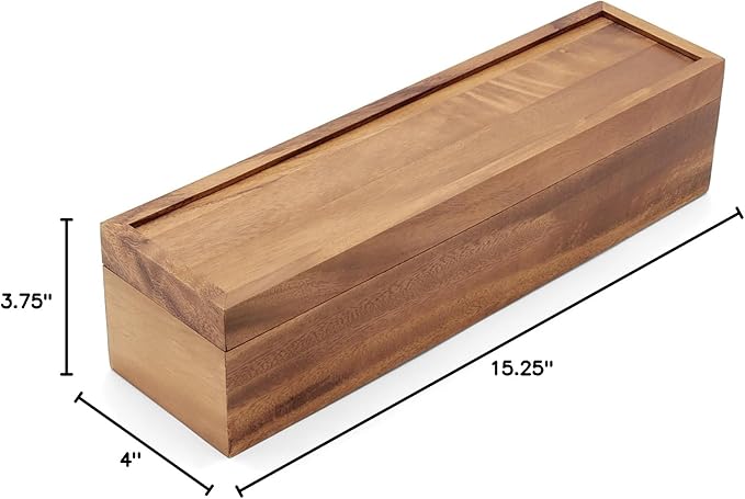 Ironwood Gourmet Large 5 Compartment Tea Box, Acacia Wood Tea Bag Organizer With Lid