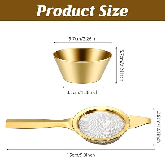 1 Pc 2.2" Gold Matcha Strainer, Matcha Sifter Stainless Steel Gold Strainer, Small Strainers Fine Mesh With Handle Base for Loose Tea Coffee Cocktail
