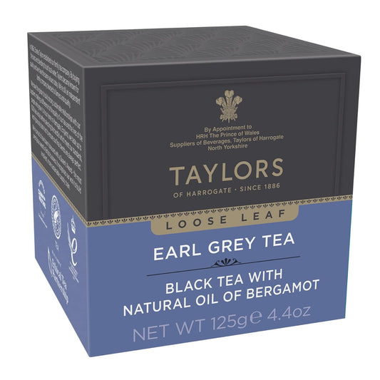 Taylors of Harrogate Earl Grey, Loose Leaf, 4.41 Ounce Carton (Pack of 1), Fragrant, Delicate & Light, Caffeinated, Premium Whole Leaf Tea