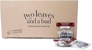 Two Leaves and a Bud Organic Assam Black Tea Bags, Whole Leaf Caffeinated Assam Tea in Compostable Sachets, 100 Count (Pack of 1)