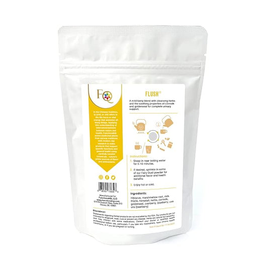 FunctionaliQi Flush Herbal Tea for Urinary Health - Marshmallow Root Milk Thistle Cornsilk and Goldenseal, Hibiscus Blend with Nettles