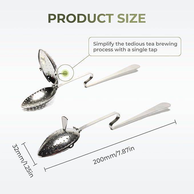 Stainless Steel Tea Diffuser,2025 New Tea Strainer Tea Infuser for Loose Leaf Tea,Creative Tea Spoon With Handle,Fine Holes Tea Interval Filter,Tea Holder Steeper for Tea Accessories (Silver A+B)