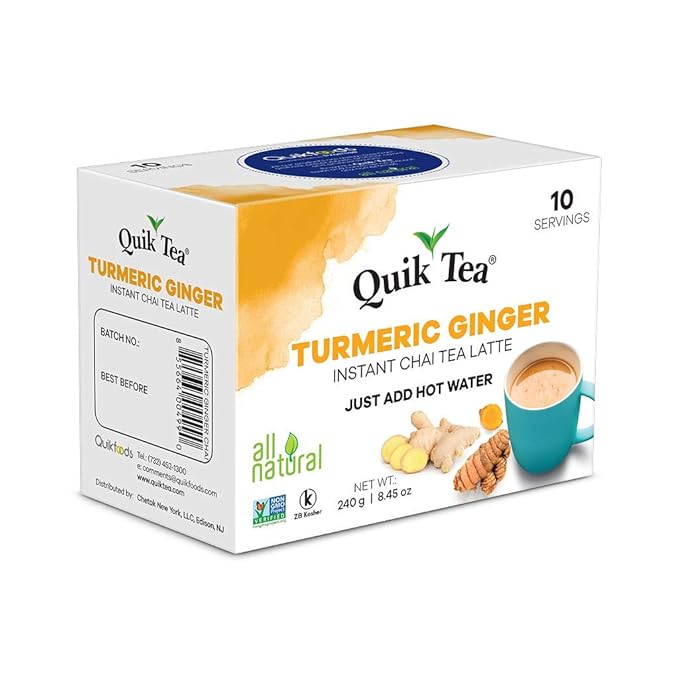 QuikTea Chai Latte, Turmeric Ginger, 10 Count (Pack of 10)