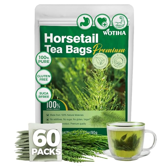 WOTIHA-Natural Horsetail tea 90g. 60 Herbal Tea Bags.100% Natural Horse Tail Herb Helps Promote Hair Growth .cola de caballo hierba.Non-GMO •