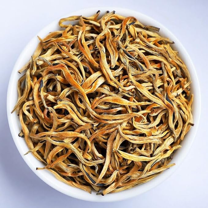 Yunnan Dianhong Black Tea – Golden Needle, 金针, GoldenTip, GoldenMonkey, 金丝, Golden Hair – Loose Leaf Chinese Red Tea, 100g / 3.53oz – Bold, Full-Bodied, Delicate and Naturally Sweet