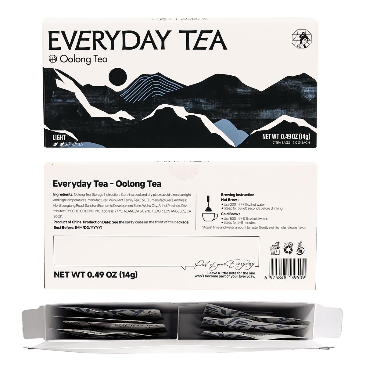Chayan Oolong Tea Bags Pyramid Tea Bags,Authentic Roasted Chinese Oolong, Fast Hot Brew or 8-Min Cold Brew, Individually Wrapped Everyday Tea Oolong Tea Bags, 7 Count