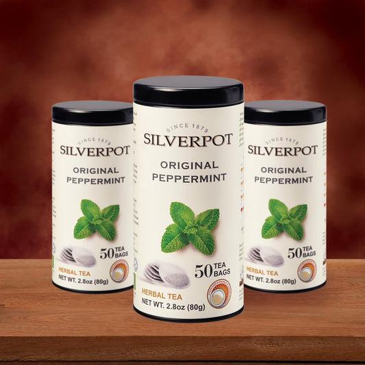 Silverpot Peppermint Tea Bags, 50 Count, Mint Herbal Tea, Refreshing, Mint Leaves, Hot or Iced, Caffeine Free, 100% Natural